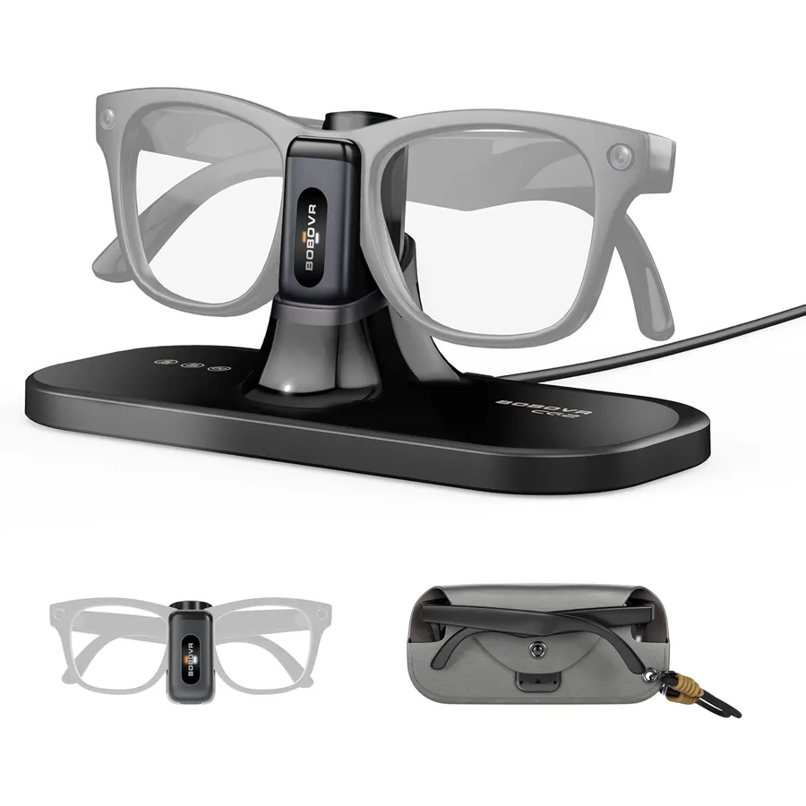 BOBOVR CG2 - Sistema di ricarica per occhiali smart, compatibile con Ray-Ban Meta e Oakley Meta
